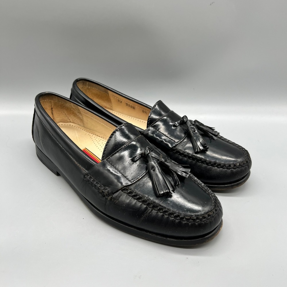 Cole Haan Tassel Loafers Mens 8.5 Black Leather Dress Shoes City Slip On